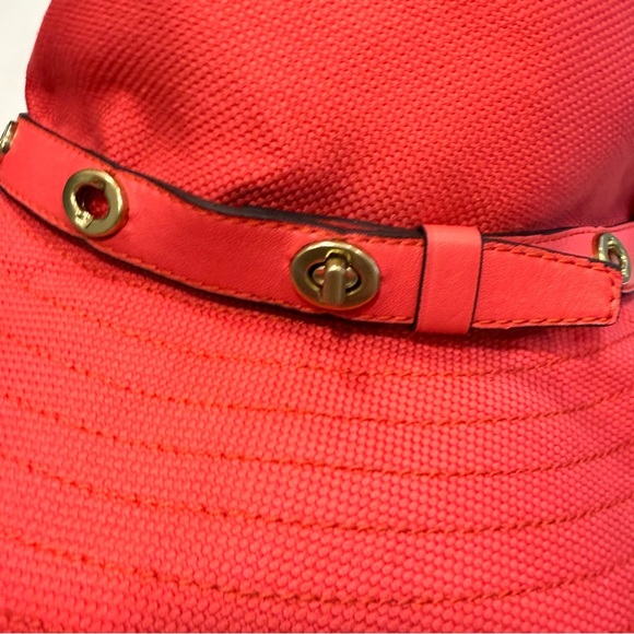 Coach VTG Canvas & Leather Bucket Hat Watermelon Signature Turnlock Sz M-L NWT main image 6